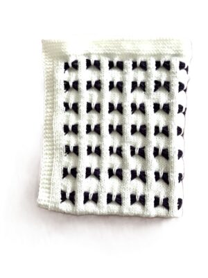 Handknitted 'Butterfly' Baby Blanket: White and Purple Aran, Soft and Warm