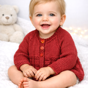 Elegant & Luxurious Cashmere/Merino Baby Cardigan; Size 0-3 months - Dark Pink