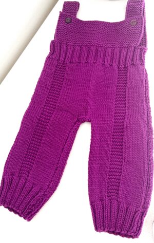 Unisex Baby Romper/Dungarees; Cotton Blend Yarn; Purple; 0-3 Months