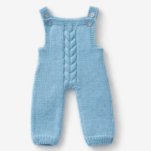 Luxury 100% Merino, Unisex Baby Romper/Dungarees; Blue 0-3 Months
