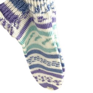 Hand-Knitted, Ladies, Shorty/Trainer Socks - Fair Isle Style - Ice Cream Shades