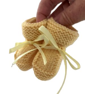 Baby Booties/Crib shoes; 0-3 months; Pale Lemon;  Keepsake or Baby Shower Gift; Hand-knitted