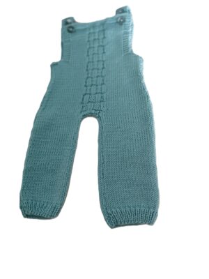 Unisex Baby Romper/Dungarees; 100% Merino;  Blue 0-3 Months
