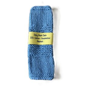100% Organic Cotton Baby Wash Cloth/Flannel; Hand-Knitted; Blue