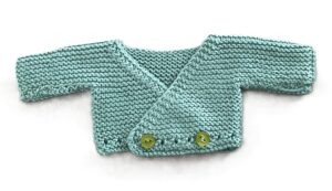 Hand‑Knitted Preemie/Early‑Baby Crossover Cardigan | Soft & Gentle | Easy‑Dress Style | Sea Green