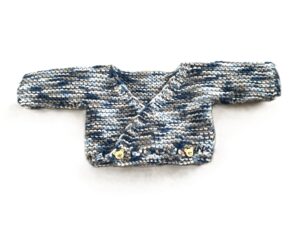 Hand‑Knitted Preemie/Early‑Baby Crossover Cardigan | Soft & Gentle | Easy‑Dress Style | Blue Shades