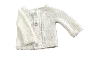 Unisex Preemie/Early Baby Cardigan; White
