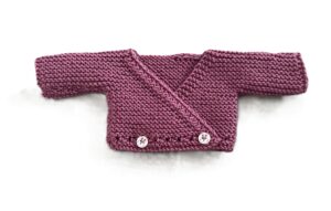 Hand‑Knitted Preemie/Early‑Baby Crossover Cardigan | Soft & Gentle | Easy‑Dress Style | Dark Pink