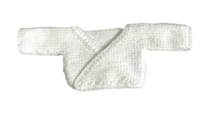 Hand‑Knitted Preemie/Early‑Baby Crossover Cardigan | Soft & Gentle | Easy‑Dress Style | White
