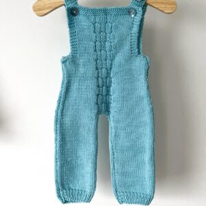 Unisex Baby Romper/Dungarees; 100% Merino;  Blue 0-3 Months