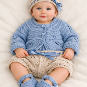 Luxury Cashmere &  Merino Baby Outfit with Hat & Booties;  0-3 Months