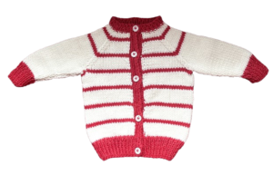 Baby Cardigan; Red and White Stripes; 0-3 Months; Baby Shower; Gift; New Arrival; Winter Cardigan