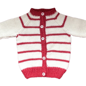 Baby Cardigan; Red and White Stripes; 0-3 Months; Baby Shower; Gift; New Arrival; Winter Cardigan
