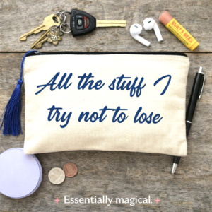 Cotton Canvas Makeup Bag/Pouch; Blue Tassel; Teen Gift; Wash Bag etc.