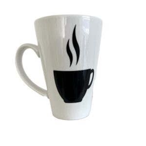 White Ceramic Coffee Cup; 13oz; Customised with 'But First Coffee'