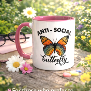 Butterfly, Anti-Social Mug - Coffee/Tea Mug; Gift; Stocking Filler; Gift for Her; Birthday