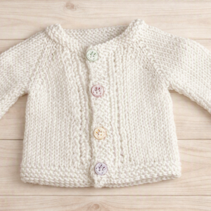 Unisex Preemie/Early Baby Cardigan; White