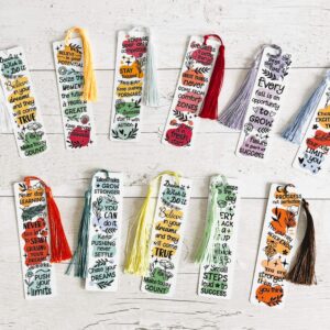Sublimated, Handmade-style metal bookmark with positive, inspirational quotes