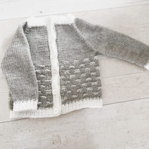 Unisex Baby Cardigan; Size 3-6 months; Silver Grey and White