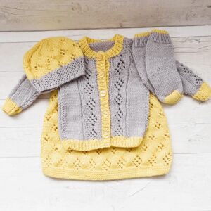 100% Merino, Soft Knit Outfit with Hat & Socks; Baby Shower Gift; 3-6 Months