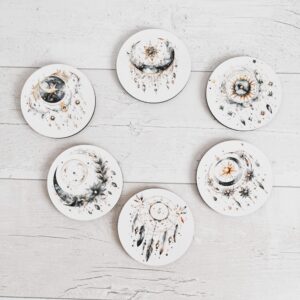 Cork-Backed Celestial Coasters for Tableware, Coffee Cup and Mug Mats