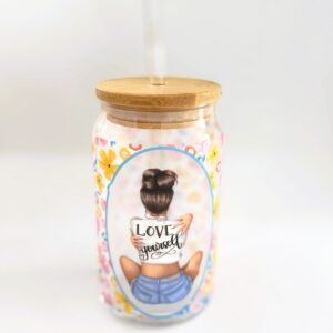 Glass Libby Cup/Can -16oz with Straw and Bamboo Lid