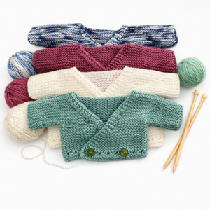 Hand‑Knitted Preemie/Early‑Baby Crossover Cardigan | Soft & Gentle | Easy‑Dress Style | Various Colours