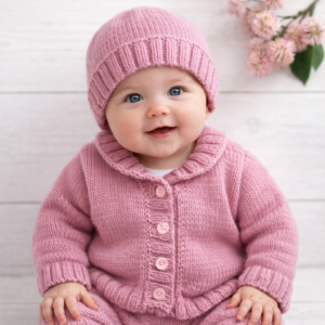 Handknitted Merino & Cashmere Baby Cardigan;  3-6 Months