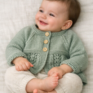 Luxury Handknitted Merino & Cashmere Baby Cardigan;  3-6 Months
